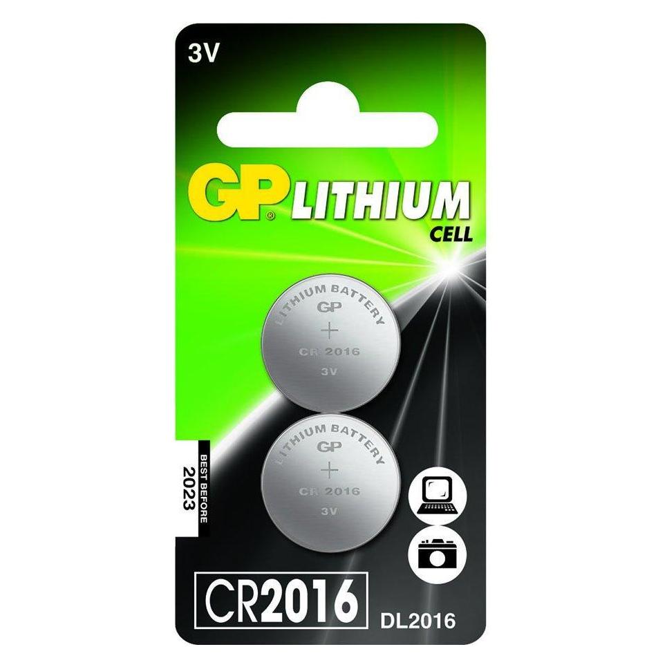 GP Batteries Knopfzellen (2 Stk., CR2016, 90 mAh) (0602016C2)