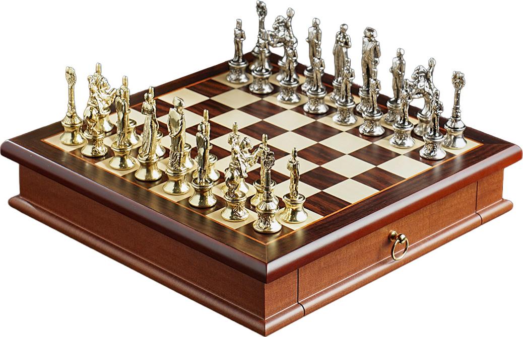 Italienisches Schachset Napoleon Medium + Schachbrett Aus Rosewood 32