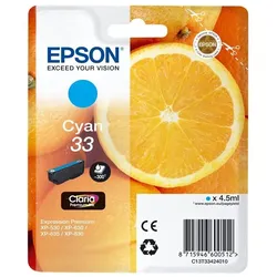 Original Epson Tintenpatrone C13T33424010 / 33 Cyan