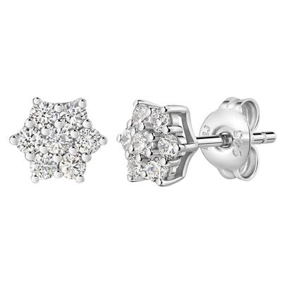 Paar Ohrstecker FIRETTI "Schmuck Geschenk Silber 925 Ohrschmuck Ohrringe Sterne", silberfarben, kristallweiß, kristallweiß, Ohrringe, Damen, 7mm, Silber 925 (Sterlingsilber), mit Zirkonia (synth.)