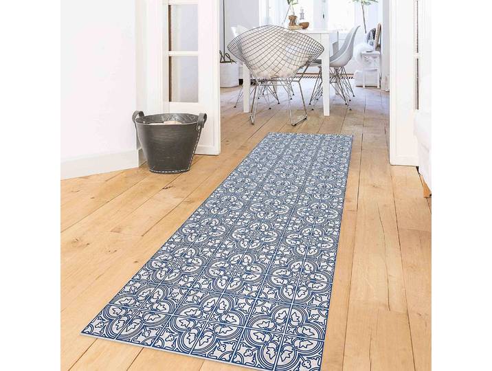 Tapis en vinyle carrelage Faro 100 x 300cm Bleu