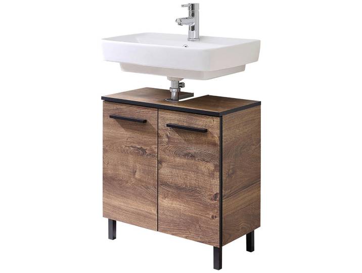 Xora Waschbeckenunterschrank Xora 374, Eichefarben, 60x53x33 cm, Made in Germany, hängend, Typenauswahl, Holzmöbel, Holzschränke, Waschbeckenunterschränke Holz