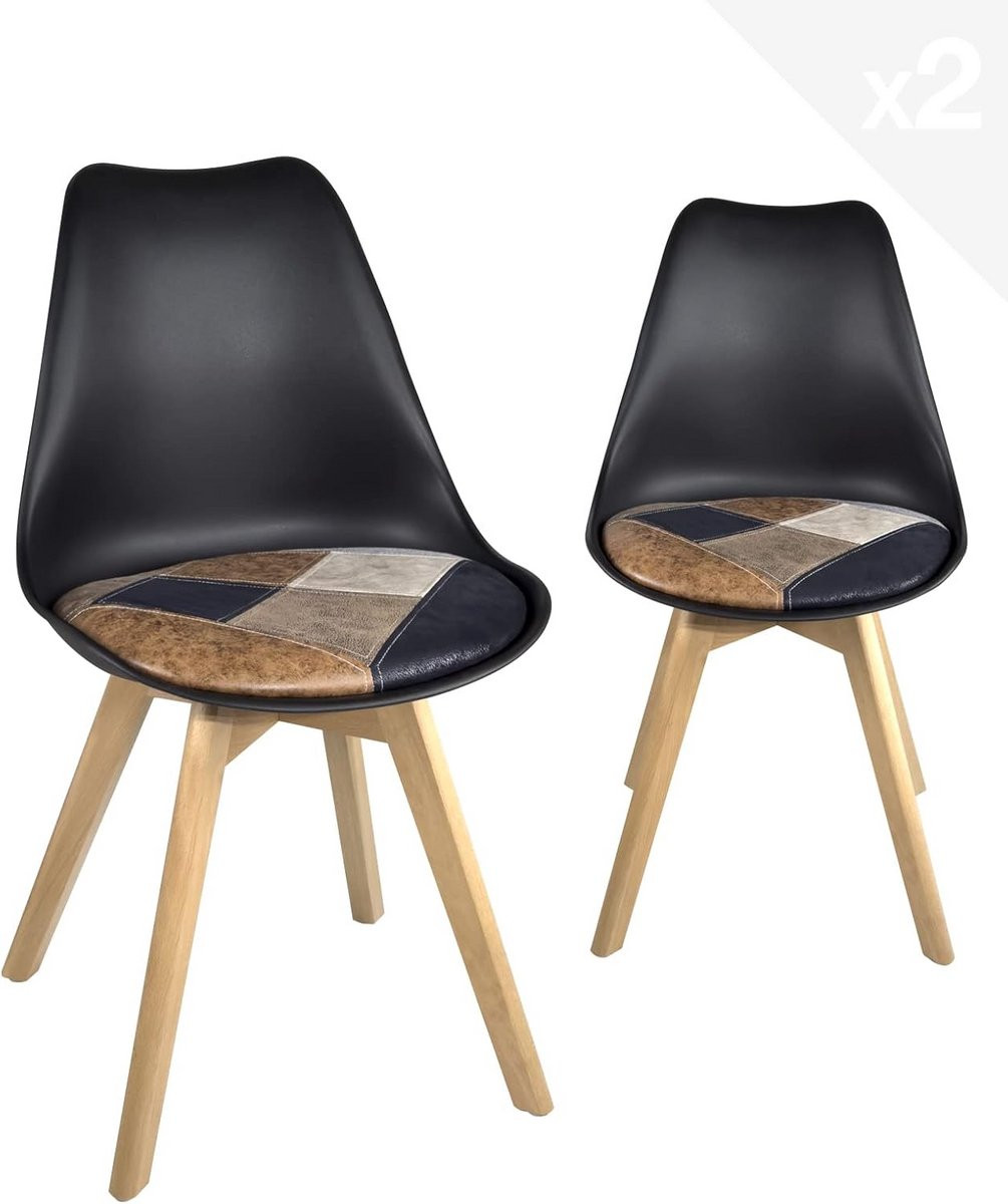 Set van 2 Eetkamerstoelen in Patchwork Design