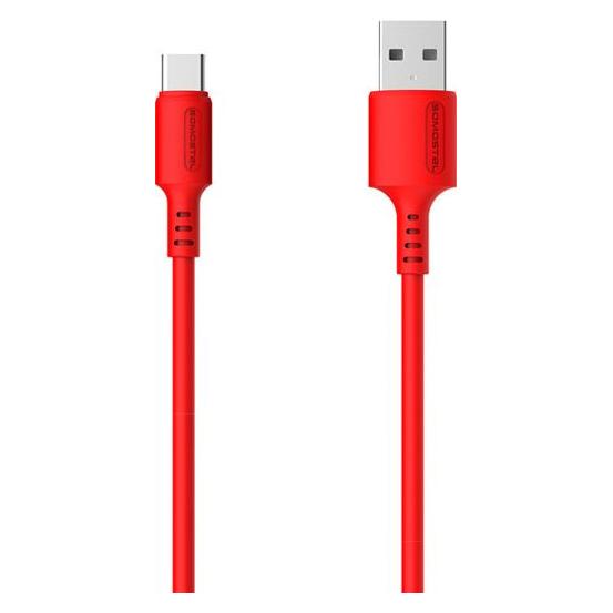 Somostel USB TYPE-C 3A CABLE RED 3100mAh QUICK CHARGER 1.2M POWERLINE USB-C SMS-BP06 MACARON - 10000 (1.20 m, USB 3.2 Gen 1) (SMS-BP06 RED)