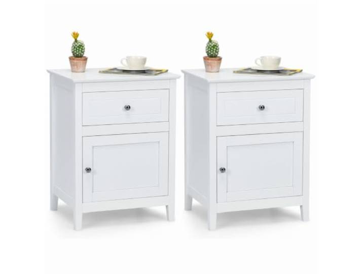 Helloshop26 2 Stück Nachttische 48 x 38 x 63,5 cm Modernes Design mit Schublade und Aufbewahrung aus MDF, Weiß, 20_0017662
