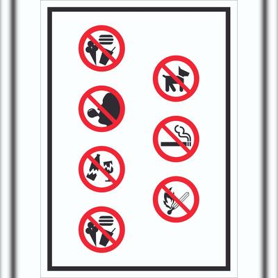 HB-Druck Schild Platz- und Hallenordnung Symbol hochkant A3 Rückseite selbstklebend