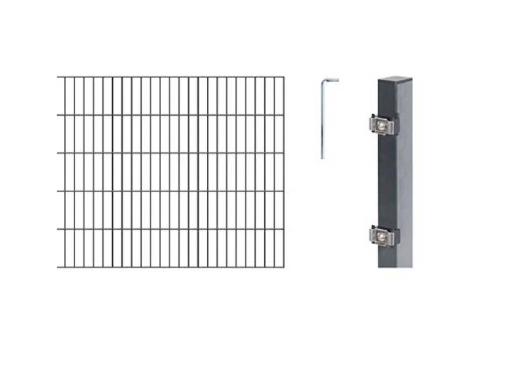 Alberts 650735 Doppelstabmattenzaun als 22 tlg. Zaun-Komplettset verschiedene Längen und Höhen anthrazit Höhe 100 cm Länge 20 m