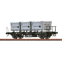 BRAWA 50910 H0 Behältertragwagen BTs30 mit Eoskrt022 "von Haus zu Haus", DB, Ep. III