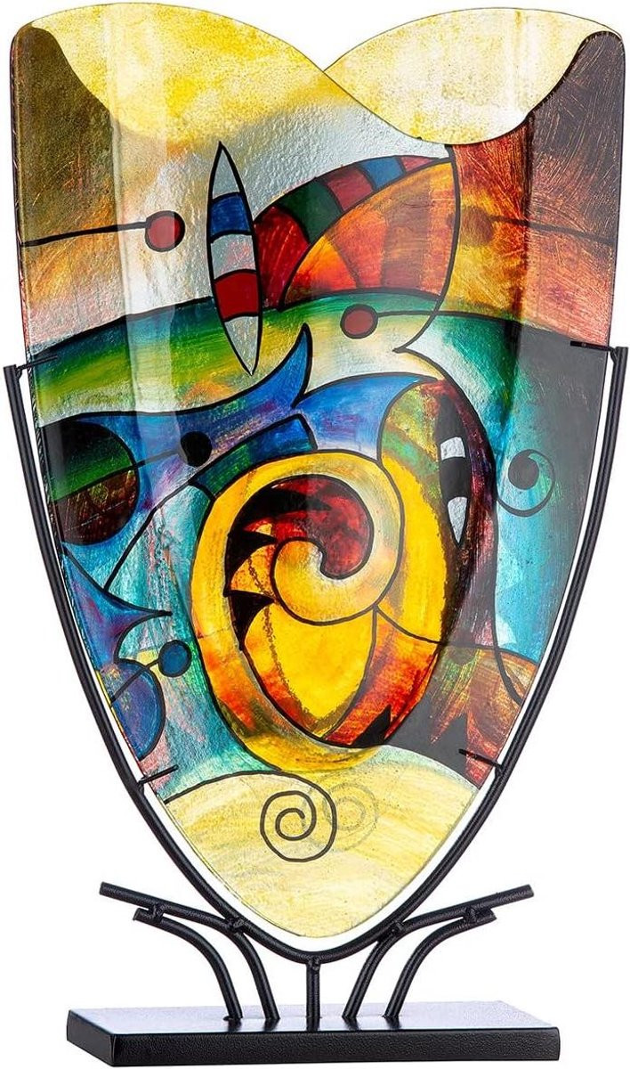 Handgeschilderde decoratieve vaas multicolor, Hoogte: 58 cm