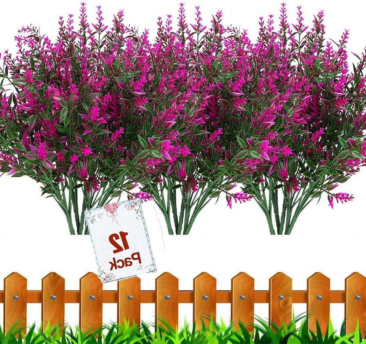 Set van 12 UV-bestendige kunstbloemen bundels voor buiten decoratie - Fuchsia