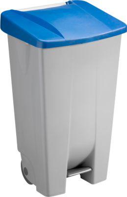 Abfalleimer Sunware Basic, 120 l, mit Fuß-Pedal & Rädern, Klappdeckel blau