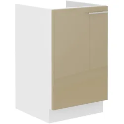 Spülenschrank 50 Lara Cappuccino Hochglanz + Weiß matt Küchenzeile Küchenblock