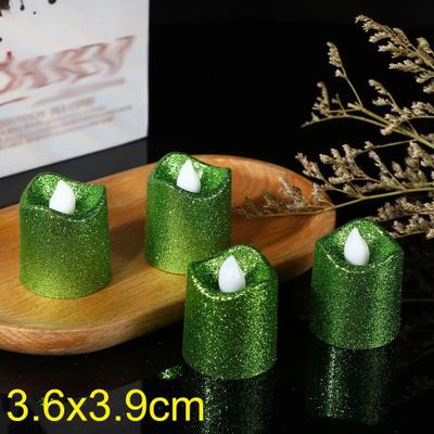 Uplift Treasures Glitter Flameless LED Tea Light Candles Multi Color Wave Design green 4pcs