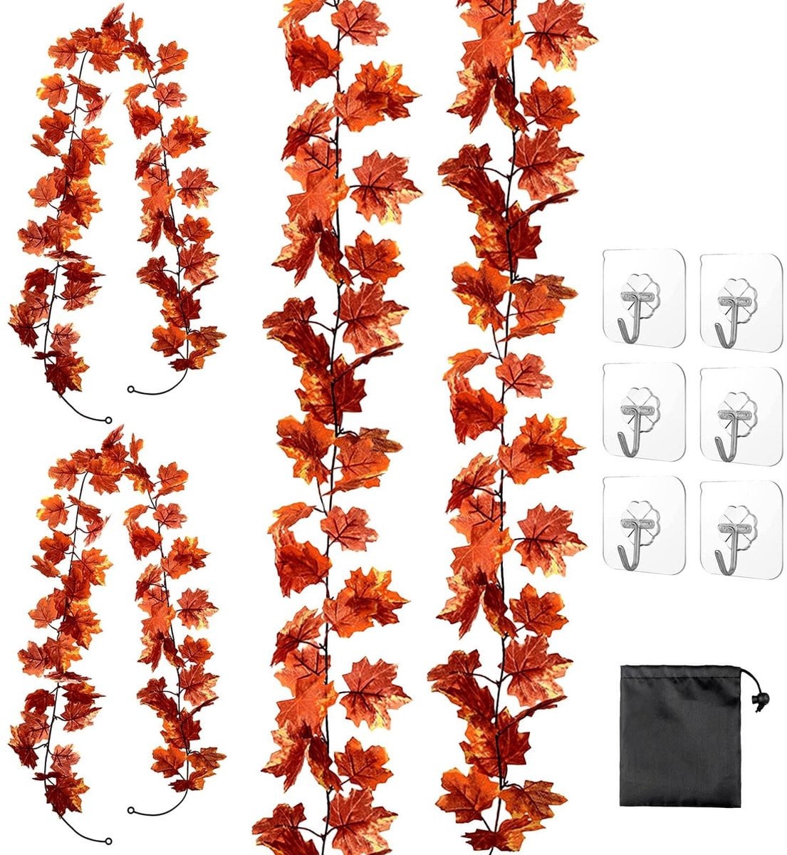 3 Stuks Kunstmatige Herfst Esdoornbladeren met Haakjes voor Decoratie
