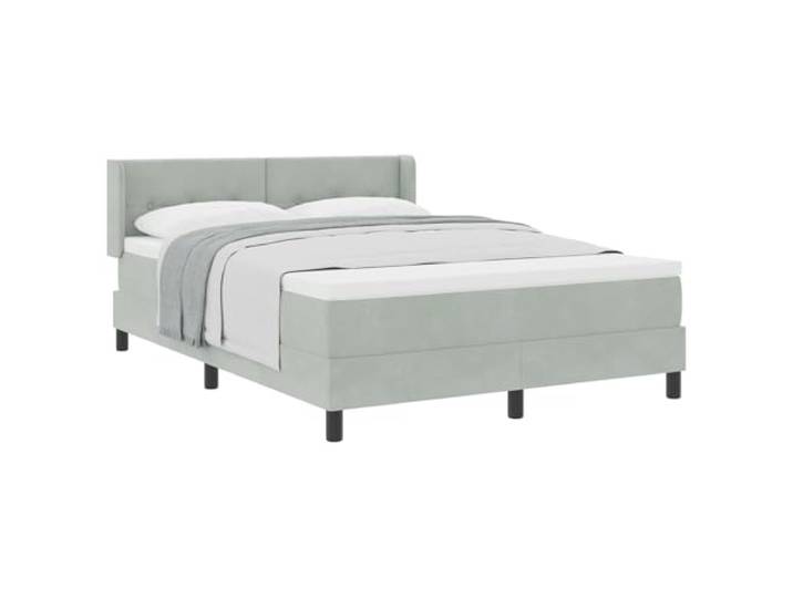 KKgypkn Modernes Boxspringbett mit Kopfteil Hellgrau 200 x 160 cm Samt