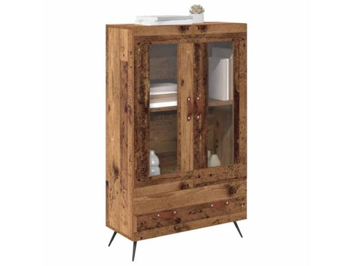 KTHLBRH Anrichte mit Schublade aus altem Holz, 69,5 x 31 x 115 cm Schichtholz und Glas, 2 Türen, Wohnzimmerschrank, minimalistisches Design