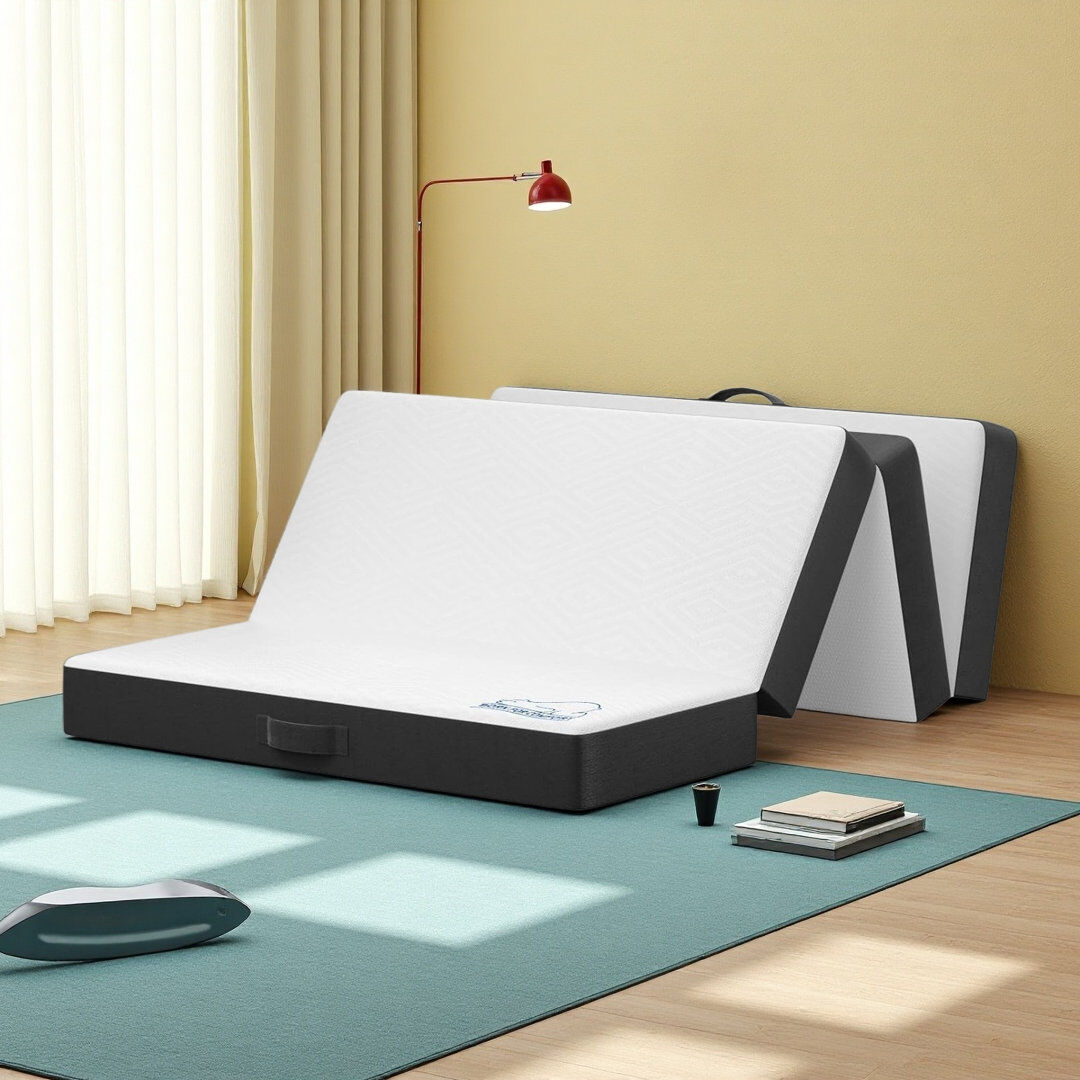 White Noise Folding Mattress with Washable Cover, 4 Fold Mattress Easy Storage Small Double/15cm