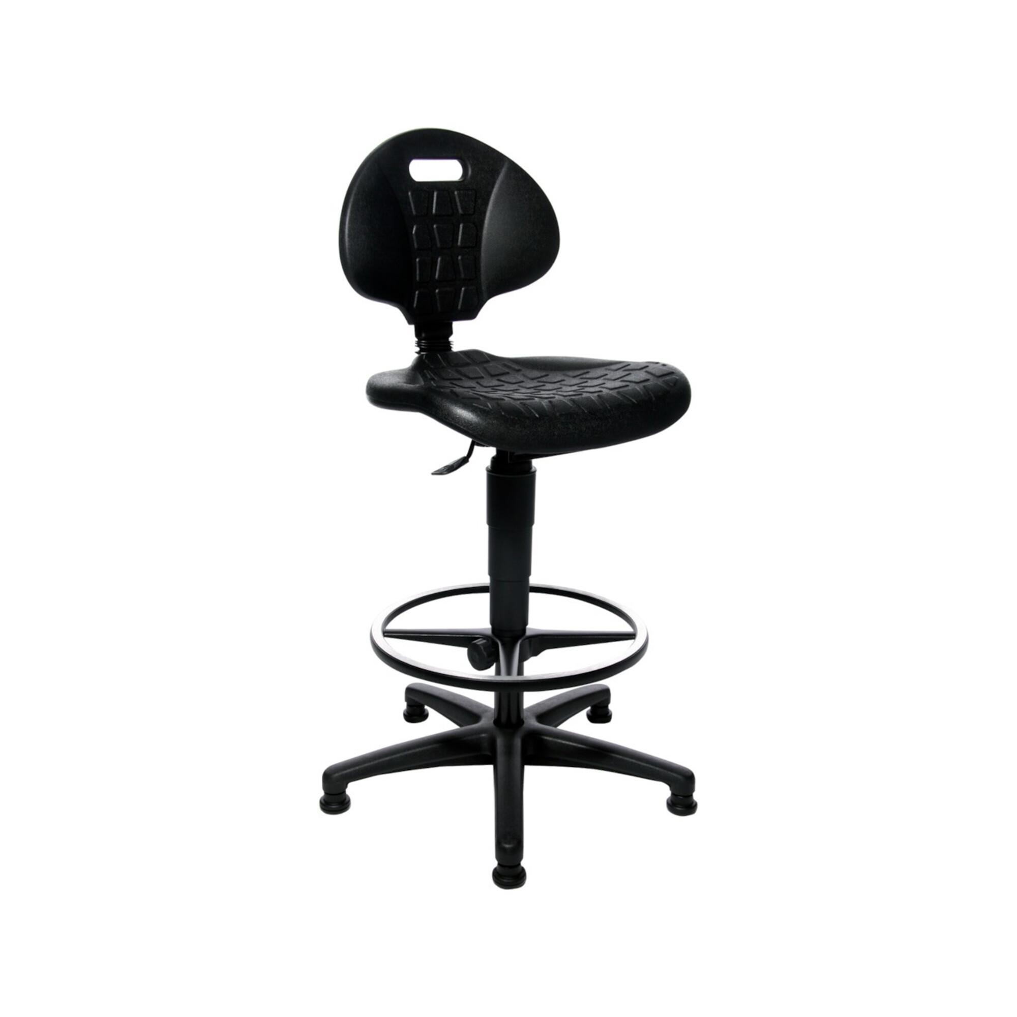 Topstar Arbeitsdrehstuhl Tec 20 Bodengleiter+Fußring Polyurethanschaum schwarz 590-840mm (72220 PU0T)