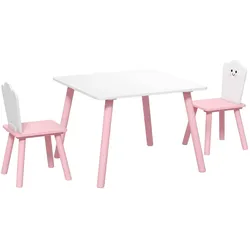 KINDERTISCH-UND-STUHL-SET MDF-Kiefernholz Rosa