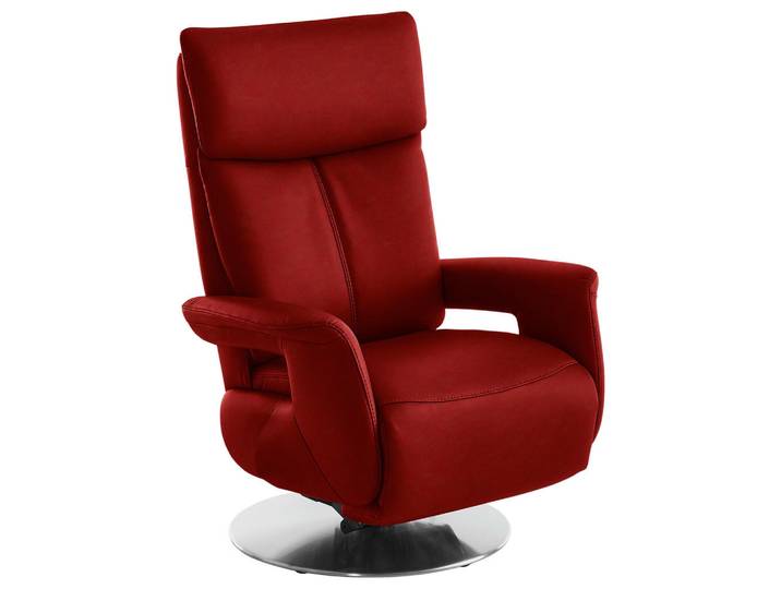 Cantus Relaxsessel, Rot, Metall, Echtleder, Color-Finish-Leder, 78x112x85 cm, Fussart wählbar, Lederauswahl, Stoffauswahl, Liegefunktion, Aufstehhilfe, Herz-Waage-Funktion, Wohnzimmer, Sessel, Relaxsessel