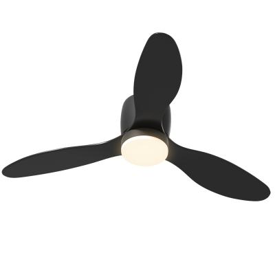 MODFU Deckenventilator mit Beleuchtung und Fernbedienung Schwarz 115x115x20 cm LED 3 Lichtfarben dimmbar 6 Stufen Umkehrmotor Timer ABS Flügel
