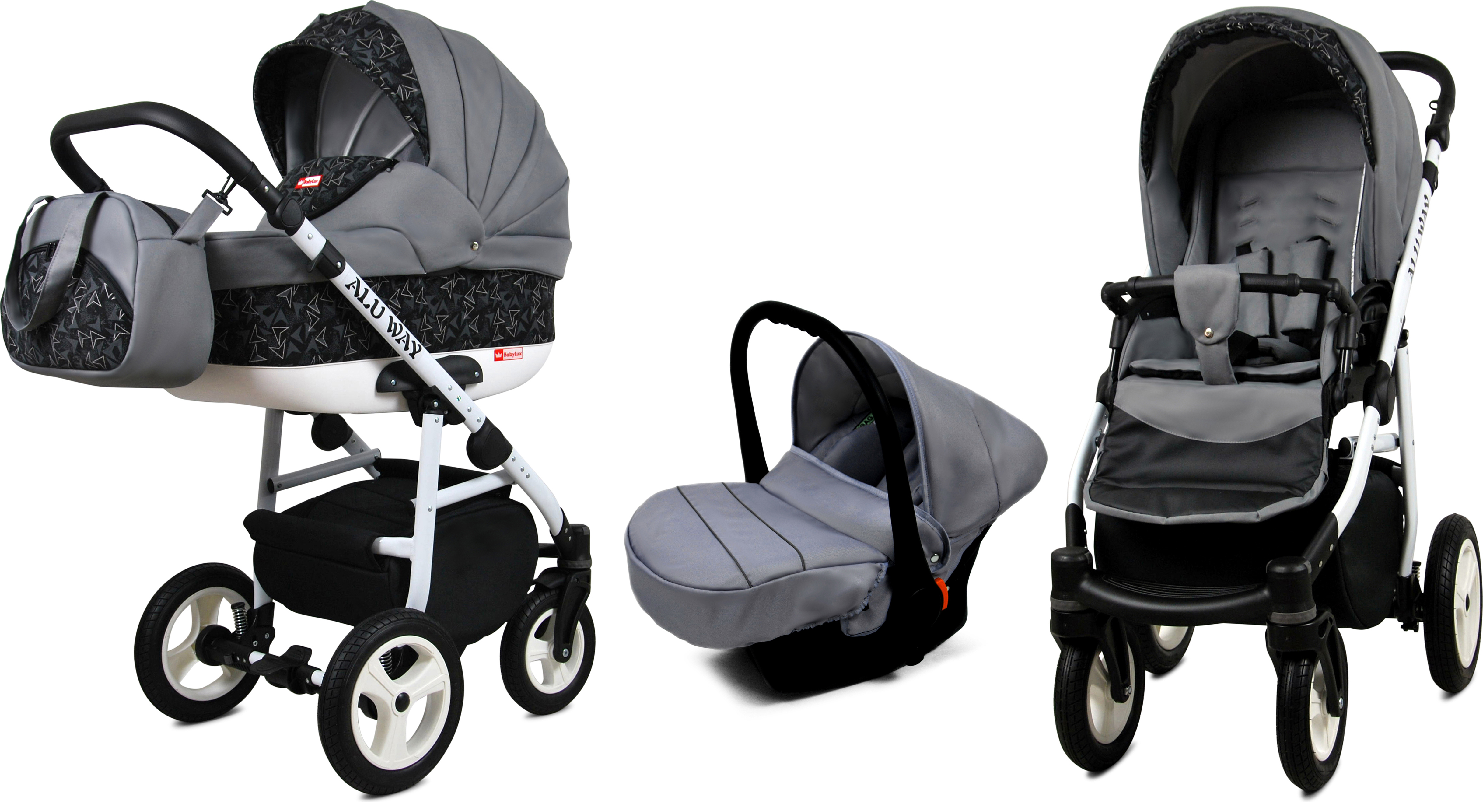 BabyLux Alu Way | 3in1 Kinderwagen | Optical Chili | Kombikinderwagen | Kinderwagenset