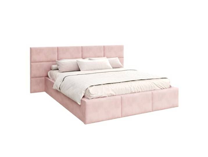 FDM Polsterbett 180x200 cm mit Lattenrost Bettkasten Wandpaneele Stauraum Denver Trinity Altrosa modern