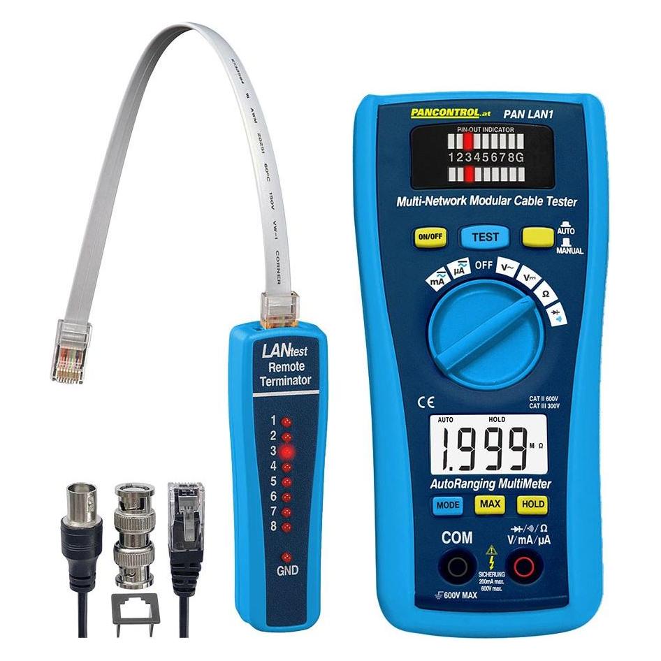 Pancontrol Kabeltester PAN LAN1, 600, 162 x 74,5 x 44 mm (CAT II 600V, CAT III 300V, Kabeltester) (740025)