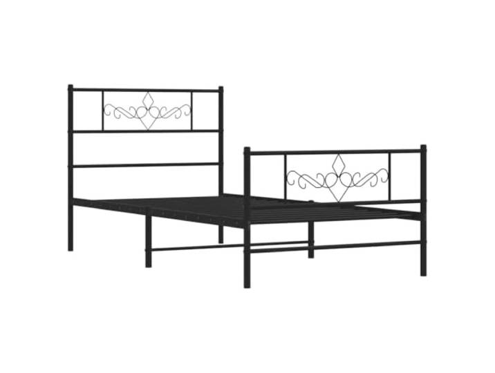 KTHLBRH Bettgestell aus schwarzem Stahl, 100 x 200 cm, mit Kopfteil Bettgestell mit Metalllatten, pulverbeschichtetes Gestell, 30 cm Untergestell, stabile Ausführung