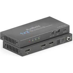 Purelink PureTools - 1x2 HDMI2.1 Splitter - 48Gbps - 8K (60Hz 4:2:0) 12 bit, Audio De-Embedding und Signal M, Switch Box
