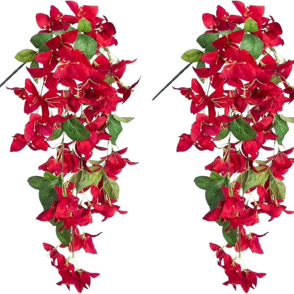 Set van 2 realistische kunstbloemen voor buiten decoratie - Rood