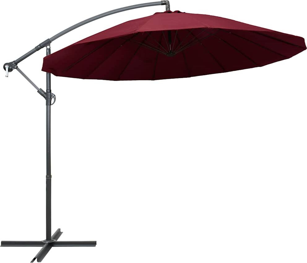 vidaXL Parasol suspendu avec poteau bordeaux 3 m