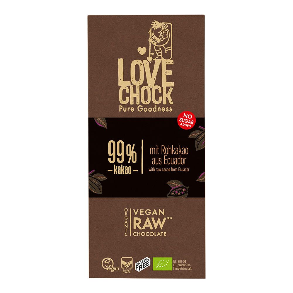 Lovechock Extreme Dark, 99 % Kakao Bio 70 g Schokolade