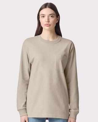 American Apparel AA9410 Super Heavyweight Long Sleeve Pocket Top in Bone size 2XL   80/20 ring-spun cotton/polyester 9410