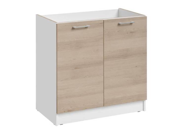 Meuble sous-évier Eco Chene Naturel 2 portes L 80 cm - Cuisineandcie