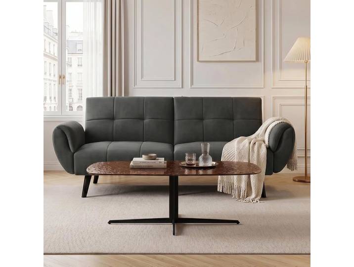 JIEXI Canapé Multifonction en Tissu Gris foncé canapé 2 Place canapé Minimaliste pour Salon Appartement Bureau