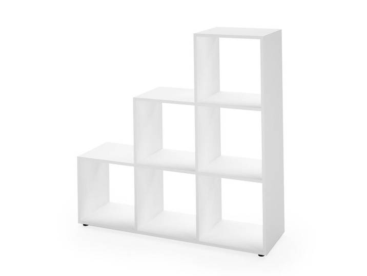 Vicco Treppenregal Weiß 107.2 x 107.8 cm, 6 Fächer, Rechteckig, 107.2x107.8x29 cm, Wohnzimmer, Raumteiler, Raumtrenner