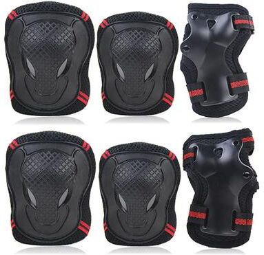 Inspire Select 6pcs Kids & Adult Knee Elbow Pads Set Protective Gear With Wrist Guards For Skateboarding, Cycling, Skating & Riding red 6pcs s