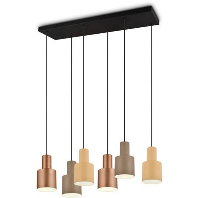 TRIO LEUCHTEN Pendelleuchte "AGUDO, Hängelampe 6-flammig exkl 6xE27 max 40W höhenverstellbar", beige (mehrfarbig taupe), 6, Ø 12cm H: 150cm, 1 Stk., Leuchten, mehrfarbige Lampenschirme in beige taupe & coffee, Esszimmerlampe, Pendelleuchte