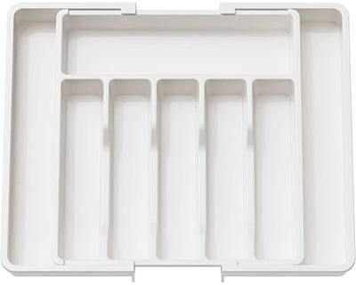 Uplift Treasures Expandable Adjustable Cutlery Drawer Organizer Tray white