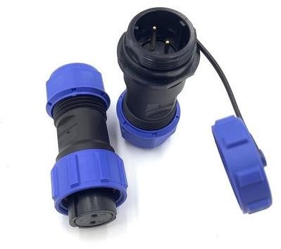WAN Waterdichte Luchtvaartkabelconnector 2-polig IP68 Schroefdraadstekker