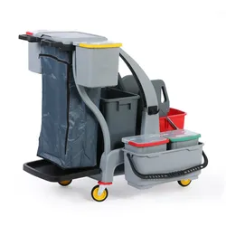 Profi-Reinigungswagen mit Eimern und Beutelhalterung, 885 x 986 x 1060 mm
