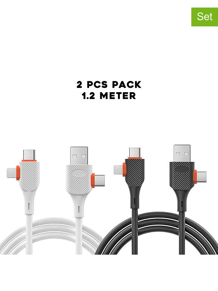 SmartCase 2er-Set: Universal-Ladekabeln in Weiß/ Schwarz - onesize