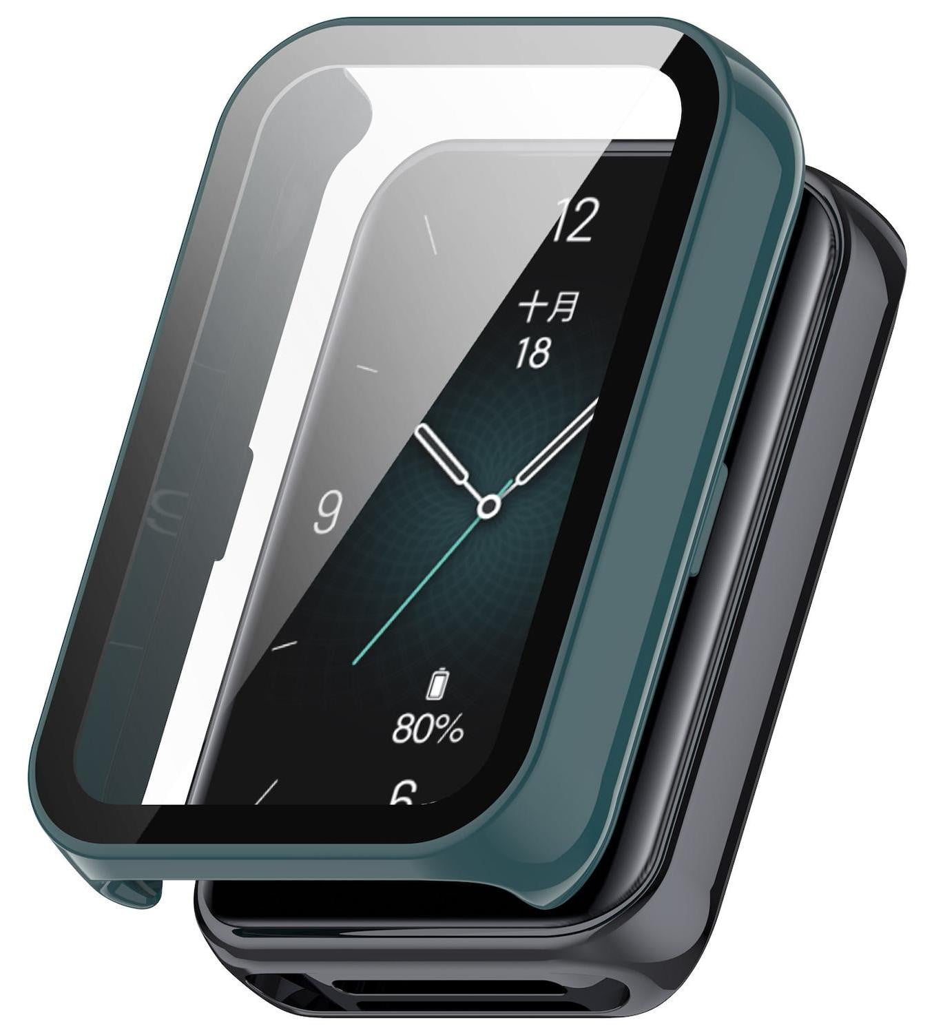 Wigento Beschermhoes voor Honor Band 9 Smartwatch met Hardglas, Groen