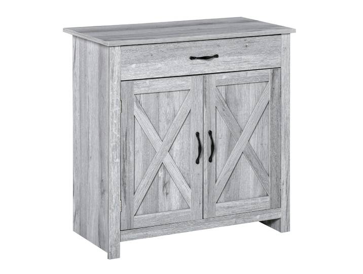 HOMCOM HOMCOM Buffet salon, meuble de rangement avec tiroir, 2 portes de grange et étagère réglable, buffet salle à manger et