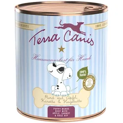 Terra Canis Welpenmenü 800g Hundenassfutter 6 x 800 Gramm Rind mit Apfel, Karotte & Hagebutte
