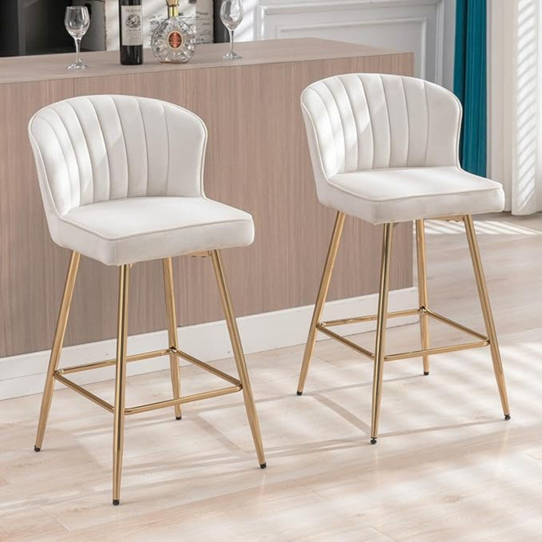 Norden Home Upholstered Bar Stool White 90cm H X 48.5cm W X 54cm D