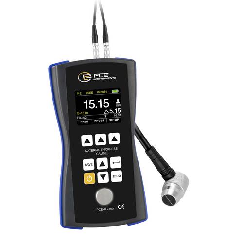 PCE Instruments Materialdickenmessgerät PCE-TG 300-P5EE |P-E 2...600mm|E-E 2,5...100mm |Sensor 5MHz ⌀10mm |Bluetooth |USB