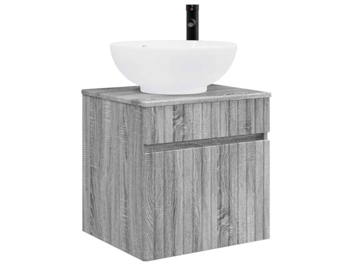 WEMYUFURN Wandmontiertes Waschbecken-Element Sonoma-Grau Holzwerkstoff Slim Design, Schubladensystem, minimalistisches Aussehen, Wandmontage, einfache Montage