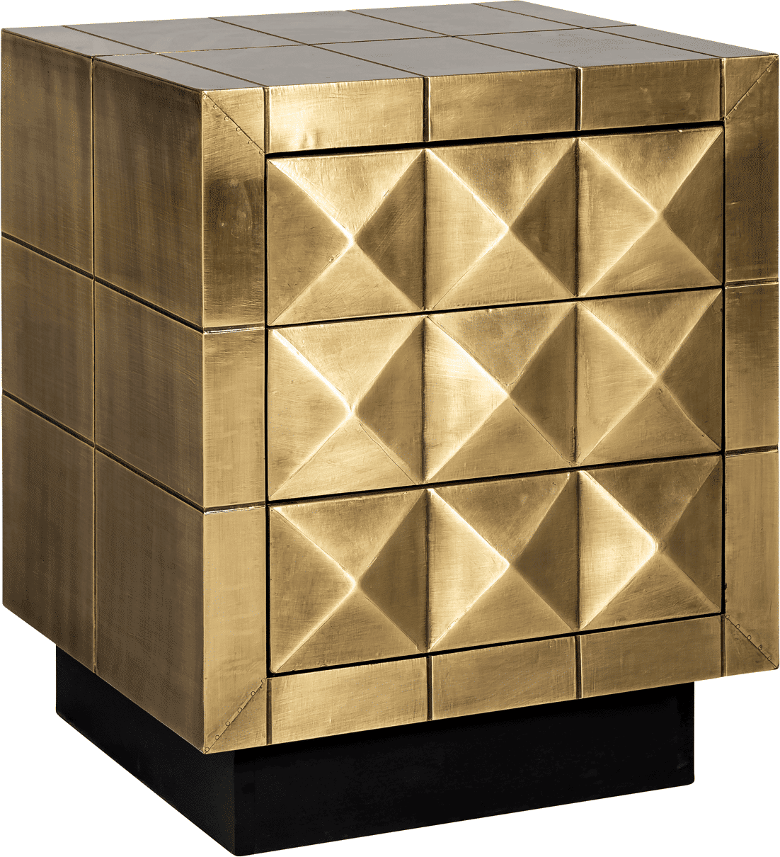 Abitha Luxury Brushed Gold 3 Drawer Bedside Table